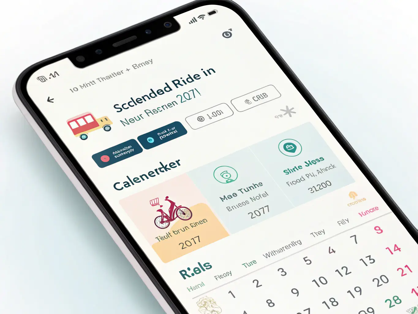 A smartphone displaying the Suvride4u app with a calendar interface, highlighting the ease of scheduling and managing appointments.